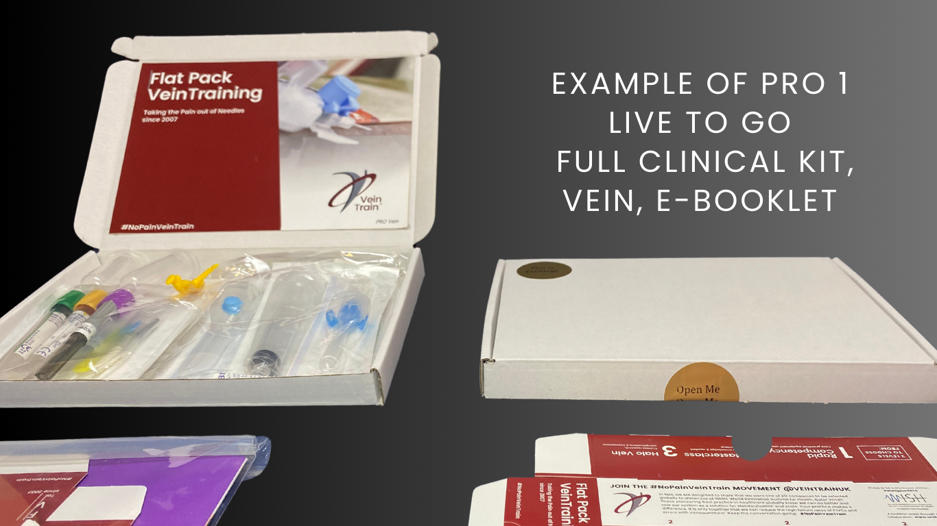 Clinical kit with supplies veinTrain flat-pack vein simulator for phlebotomy and cannulation training
